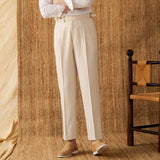 Linen Cotton High Waist Straight Leg Casual Trousers