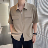 Men's Half-zip Ice Silk cool Short-sleeved Shirt