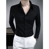 Solid Color Slim Fit Long Sleeve Shirt