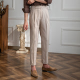 Men's Business Casual High Waisted Pants Slim Fit Trousers