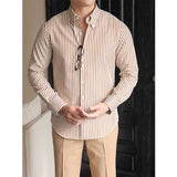 Men's British Vintage Business Casual Striped Shirt