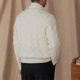 Cable-knitted Shawl Collar Vintage Casual Sweater