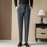 Men's Classic High Waist Pant Flat Front Trousers