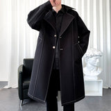 British Casual Solid Color Lapel Single Breasted Long Sleeved Coat