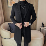 Men's Business Mid-length Casual Coat with Suit Collar