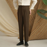 Men's Slim Straight High Waisted Trousers