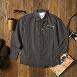 Men's British Vintage Vertical Stripe Long Sleeve Shirt