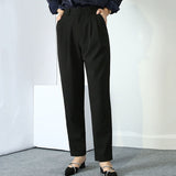 High Waist Straight Suit Pants