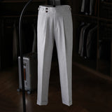 Paris Buckle Straight High Waist Drape Trousers