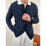 Men's Striped Slim Lapel Business Sweater