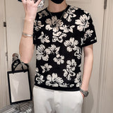 Men's Retro Casual Round Neck Breathable Jacquard Print Short Sleeve T-Shirt