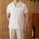 Men's Cotton And Linen Button-Down Shirt