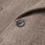 Men's Mid-length Tweed Trench Coat Plaid Double-breasted Wool Jacket