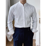 Men's Casual Retro Business Gentleman Stand Collar Shirt