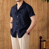 Men's Cotton And Linen Button-Down Shirt