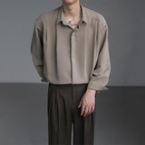 Men's Casual Loose Solid Color Drape Long Sleeve Shirt