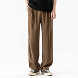 Men's Summer Drape Suit Pants Casual Trousers Loose Drape Straight Wide Leg Pants