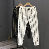 Men's Summer Small Feet Pants Casual Slim Striped Pants