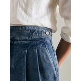 Men's High Waisted Pants Casual Slim Straight Leg Loose Jeans