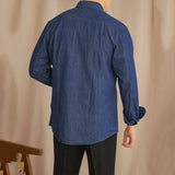 Men's Vintage Long Sleeve Casual Peak Collar Dress Shirt