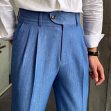 Men's Business Casual High Waisted Pants Slim Fit Trousers