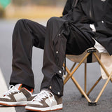 Button-Up Casual Straight-leg Jacket Pants