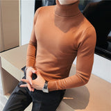 Men's Business Tight Mid High Collar Knitted Slim Fit T-shirt