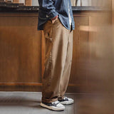 Vintage Distressed Loose Straight Cotton Twill Trousers