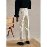 Drape Straight Double Pleat Suit Trousers