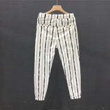 Men's Summer Small Feet Pants Casual Slim Striped Pants