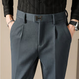 Men's Classic High Waist Pant Flat Front Trousers