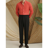 Men's Slim Straight High Waisted Trousers