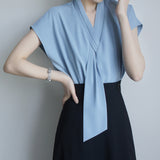 Asymmetric Bow Tie Short Sleeve