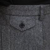 Herringbone Wool Loose Wide-leg Suit Trousers