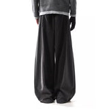 Colorblock Loose Wool Wide-leg Pants