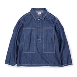 Men's Retro Half-lapel Lapel Topstitch Denim Shirt