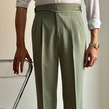 Men's Business Casual High Waisted Pants Slim Fit Dress Pants