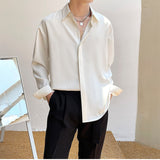 Lapel Collar Solid Color Casual Long Sleeved Shirt