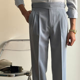 Men's Business Casual High Waisted Pants Slim Fit Dress Pants