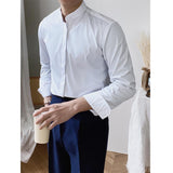 Men's Casual Retro Business Gentleman Stand Collar Shirt