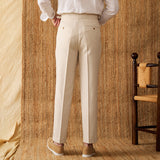 Linen Cotton High Waist Straight Leg Casual Trousers