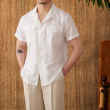 Men's Cotton And Linen Button-Down Shirt