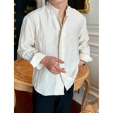 Mens Casual Stand Collar Loose Thin Shirt