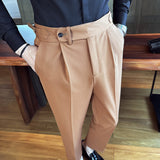 Men's Retro Elegant Slim Fit Dress Pants British Casual Trousers