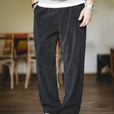 Straight-leg Faux Corduroy Trousers with Drape