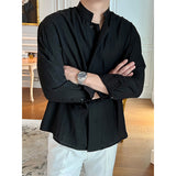 Mens Casual Stand Collar Loose Thin Shirt