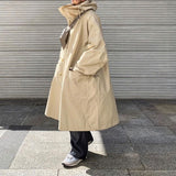 Men's Casual Loose Hooded Long Sleeved Solid Color Coat