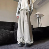 Vertical Striped Straight Loose Woolen Trousers