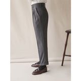 Men's Retro High Waist Business Straight Slim Trousers