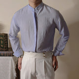 Men's Casual Slim Fit Cotton And Linen Shirt